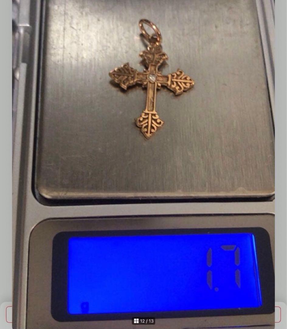 Agete SV Agate long sterling silver necklace with cross charm on white background
