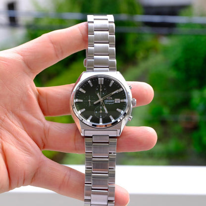 ORIENT Chronograph カットグラス グリーン Quartz Men's Watch — Japanese