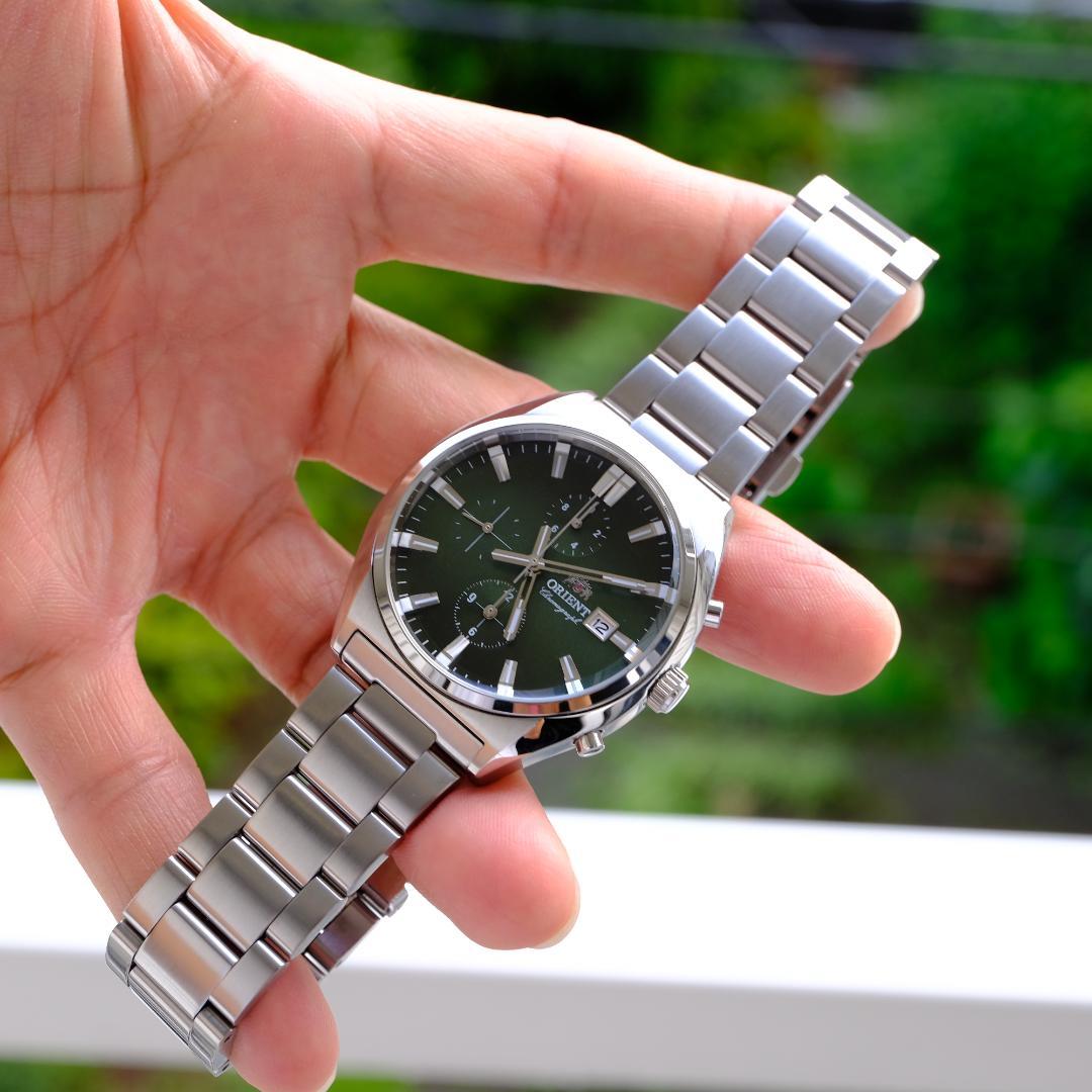 ORIENT Chronograph カットグラス グリーン Quartz Men's Watch — Japanese