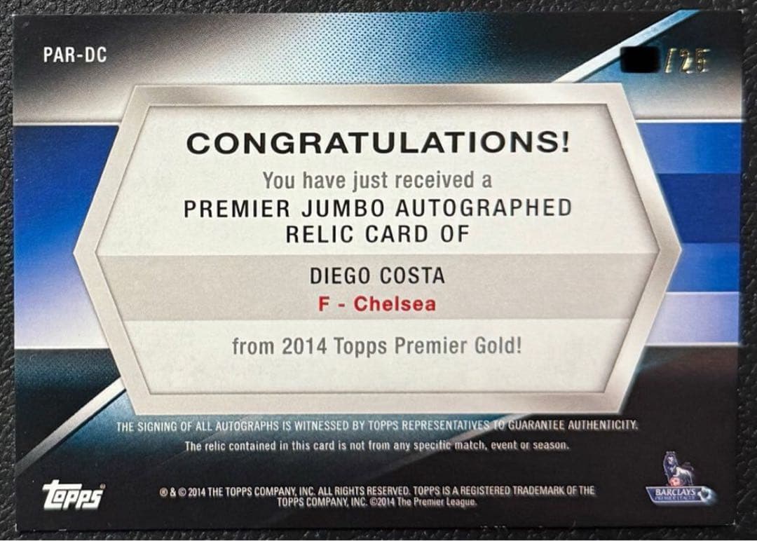 Topps Premier Gold Diego Costa Auto — Japanese