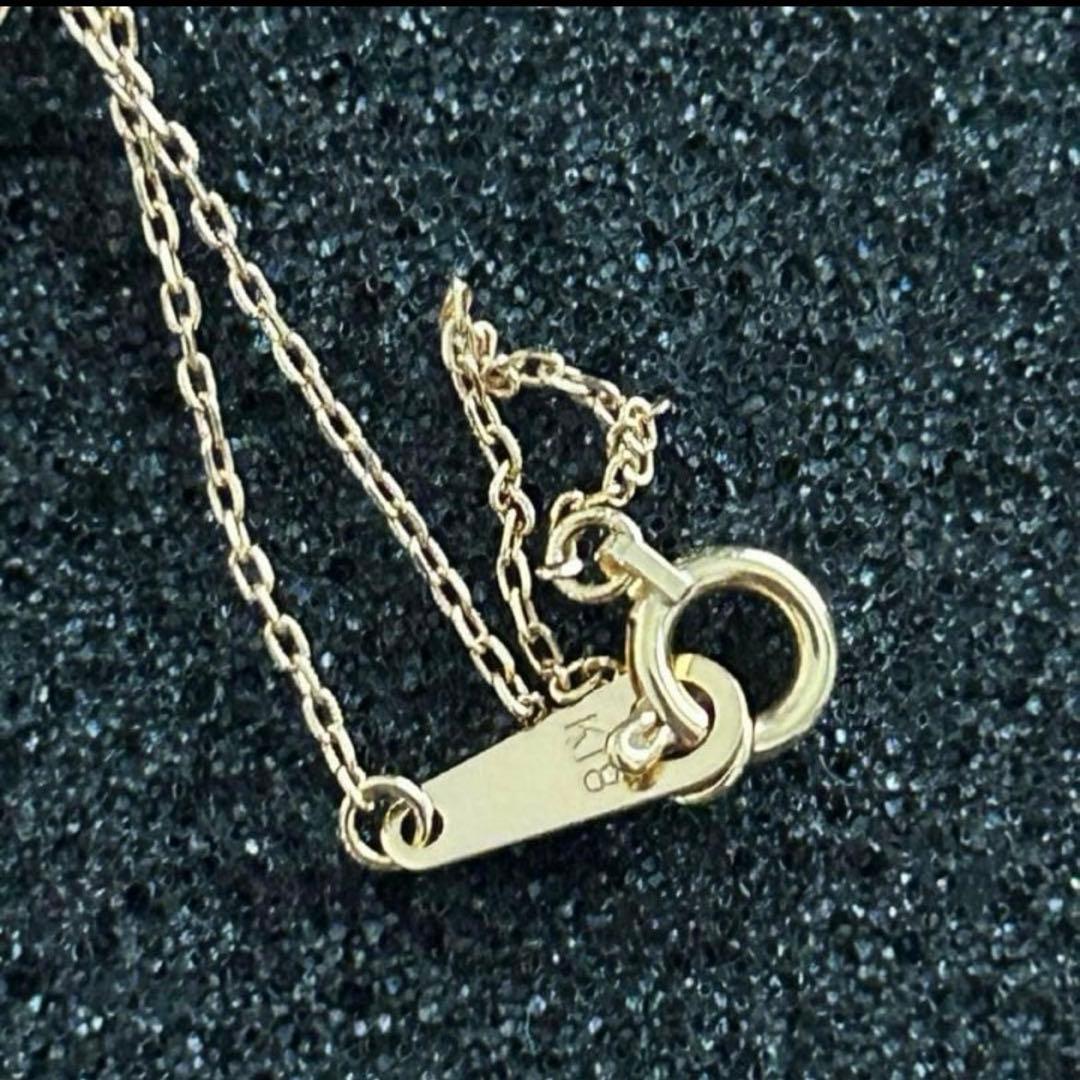 Agete K18 gold heart pave necklace with 7 small diamonds on a 40cm chain
