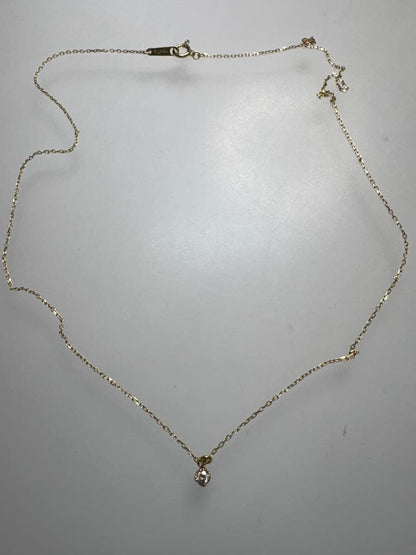 Aget K14 gold necklace with 0.05CT diamond, 40cm chain, engraved design