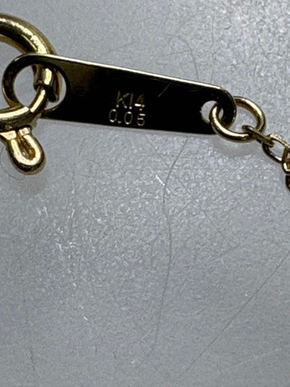 Aget K14 gold necklace with 0.05CT diamond, 40cm chain, engraved design