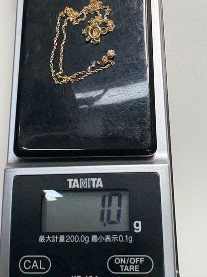 Aget K14 gold necklace with 0.05CT diamond, 40cm chain, engraved design