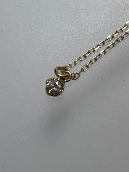 Aget K14 gold necklace with 0.05CT diamond, 40cm chain, engraved design