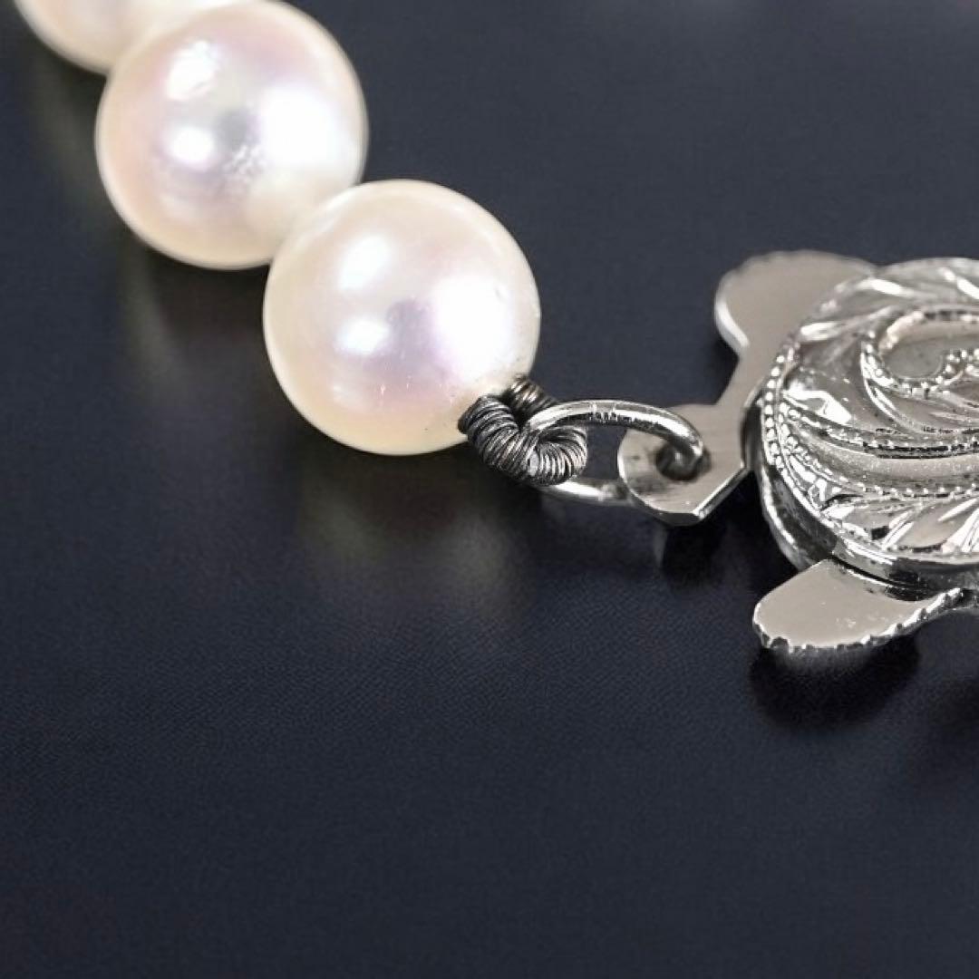 Hana-dama grade Mikimoto Akoya pearl necklace with round 6-5.5mm pearls and silver clasp in aurora pink color