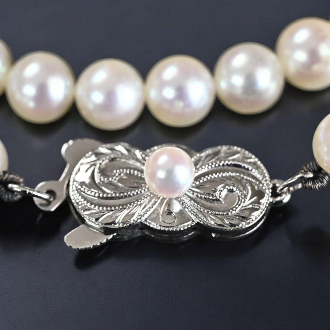 Hana-dama grade Mikimoto Akoya pearl necklace with round 6-5.5mm pearls and silver clasp in aurora pink color