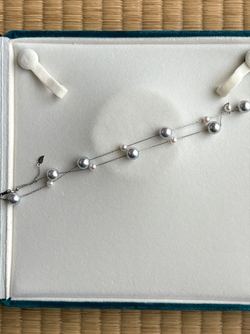 Akoya Pearl K18 Station Necklace featuring 8-8.5mm baroque and 4-4.5mm baby pearls on a 40-45cm gold chain