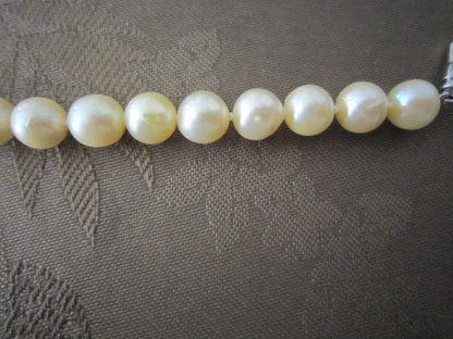 Aqua Pearl genuine light gold pearl necklace 44.5 cm with silver clasp and 7.9-8.5 mm pearls
