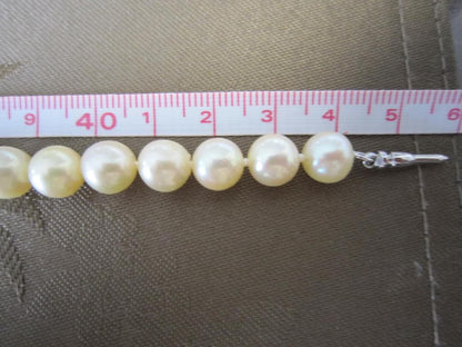 Aqua Pearl genuine light gold pearl necklace 44.5 cm with silver clasp and 7.9-8.5 mm pearls