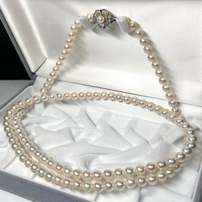 Shine Bright Akoya Pearl 2-Strand Necklace with 6.87mm pearls, 82.5cm length, displayed on white background