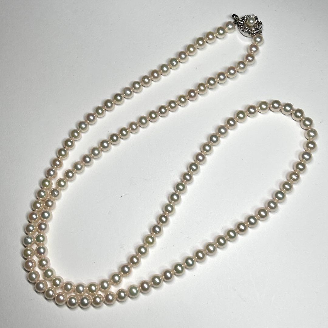 Shine Bright Akoya Pearl 2-Strand Necklace with 6.87mm pearls, 82.5cm length, displayed on white background