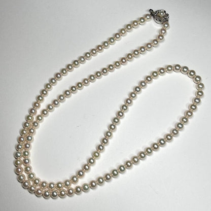 Shine Bright Akoya Pearl 2-Strand Necklace with 6.87mm pearls, 82.5cm length, displayed on white background