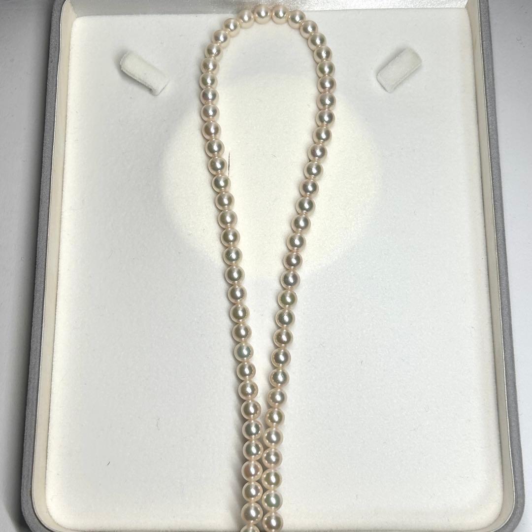 Shine Bright Akoya Pearl 2-Strand Necklace with 6.87mm pearls, 82.5cm length, displayed on white background
