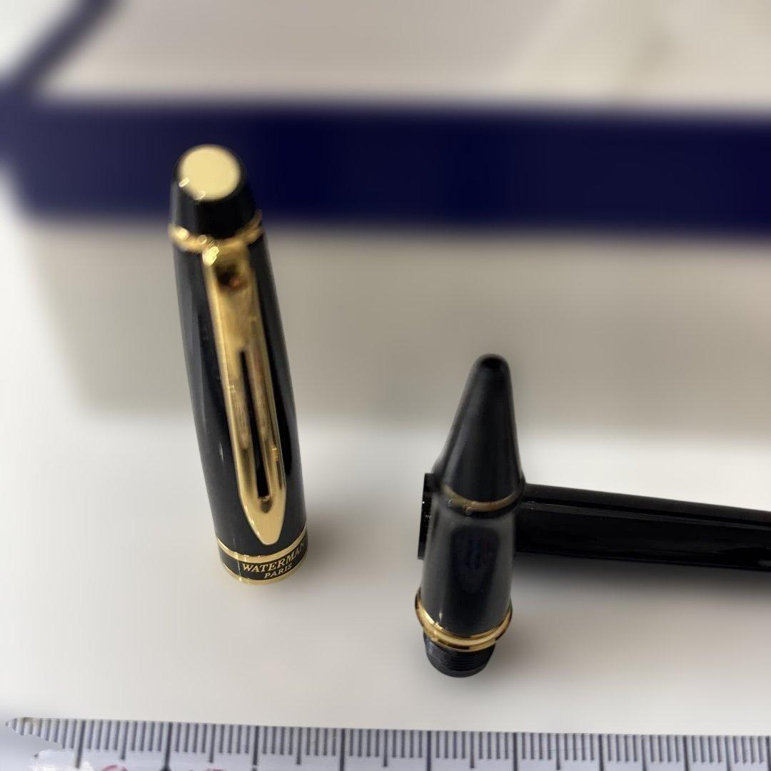 Waterman black and gold ballpoint pen with dedicated case and stained outer paper box