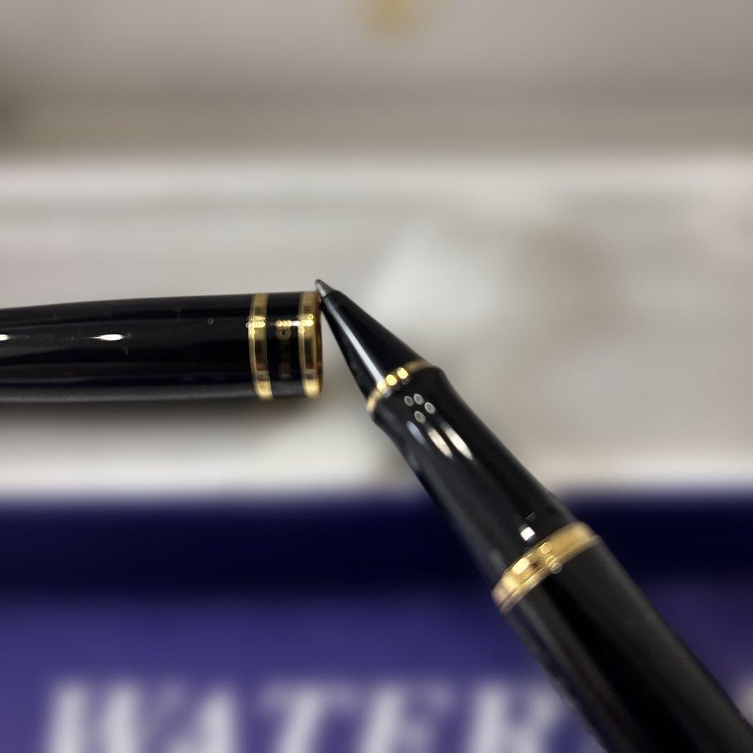Waterman black and gold ballpoint pen with dedicated case and stained outer paper box