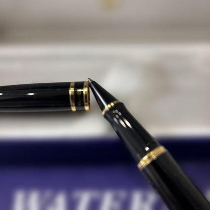 Waterman black and gold ballpoint pen with dedicated case and stained outer paper box