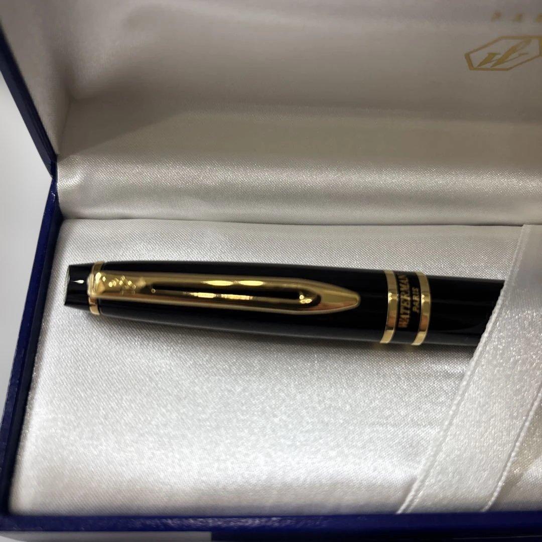 Waterman black and gold ballpoint pen with dedicated case and stained outer paper box