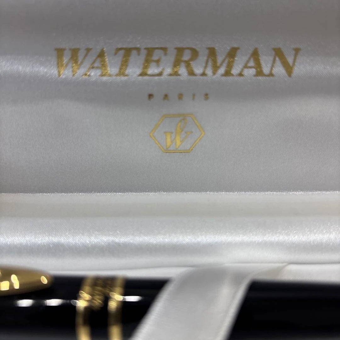 Waterman black and gold ballpoint pen with dedicated case and stained outer paper box