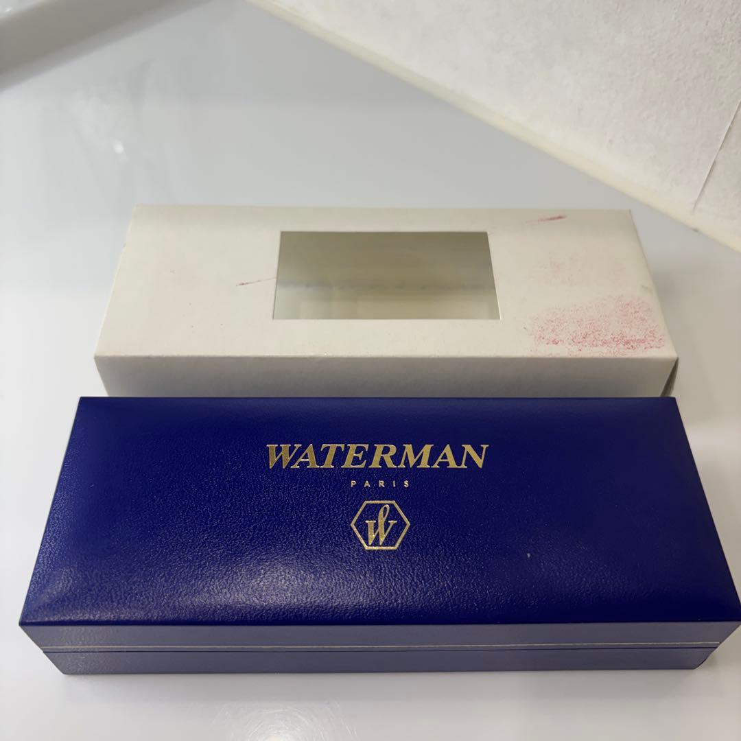 Waterman black and gold ballpoint pen with dedicated case and stained outer paper box