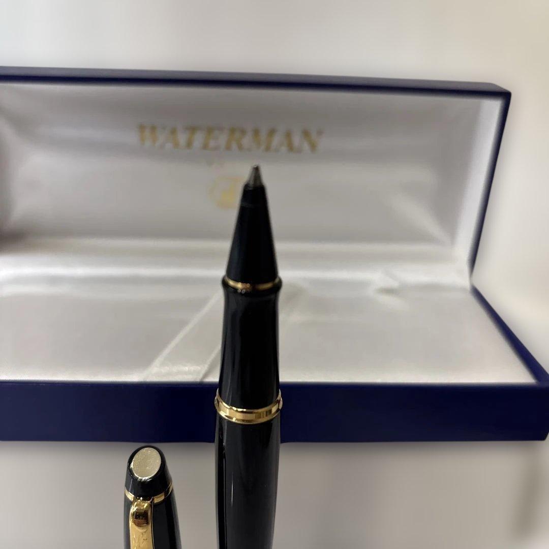 Waterman black and gold ballpoint pen with dedicated case and stained outer paper box