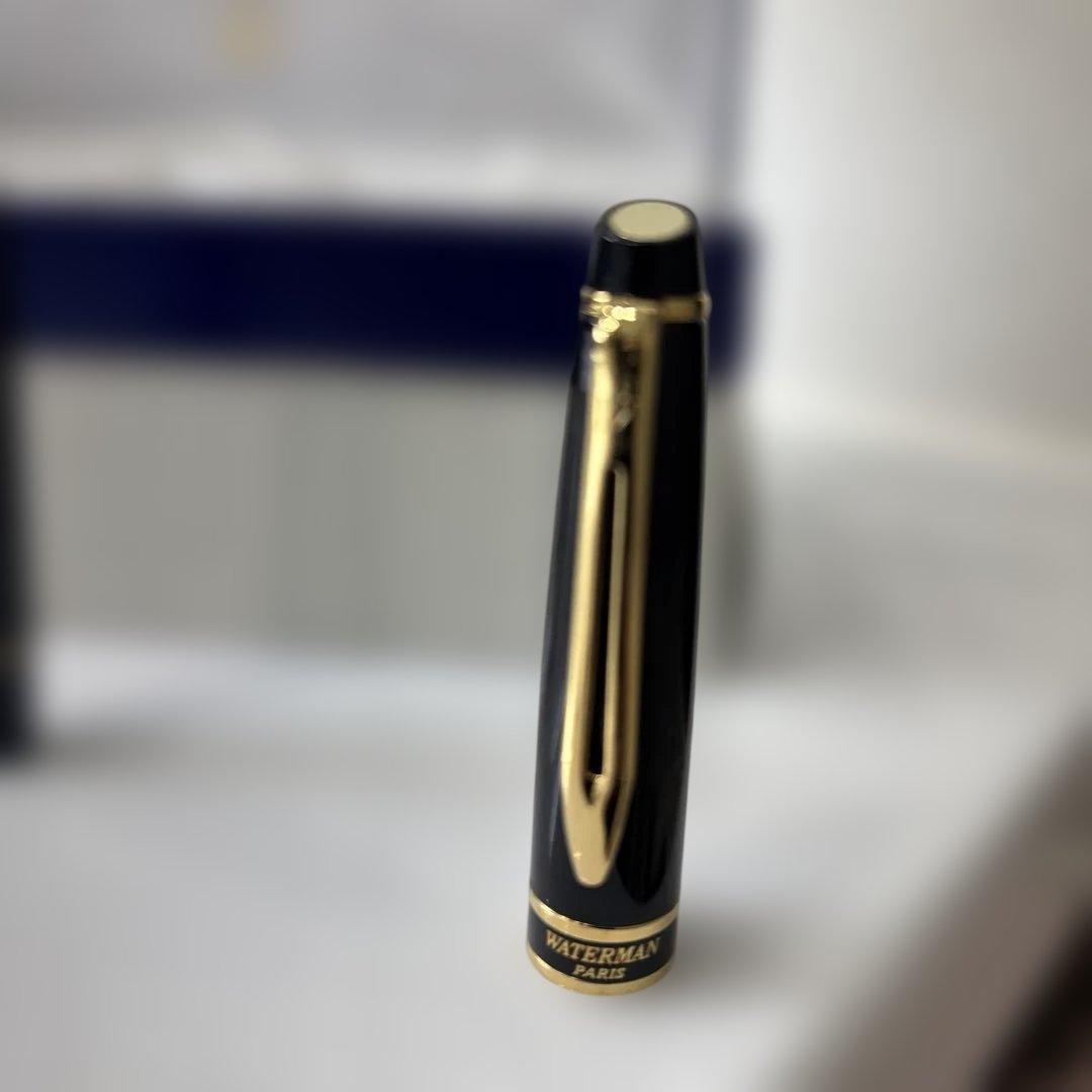 Waterman black and gold ballpoint pen with dedicated case and stained outer paper box