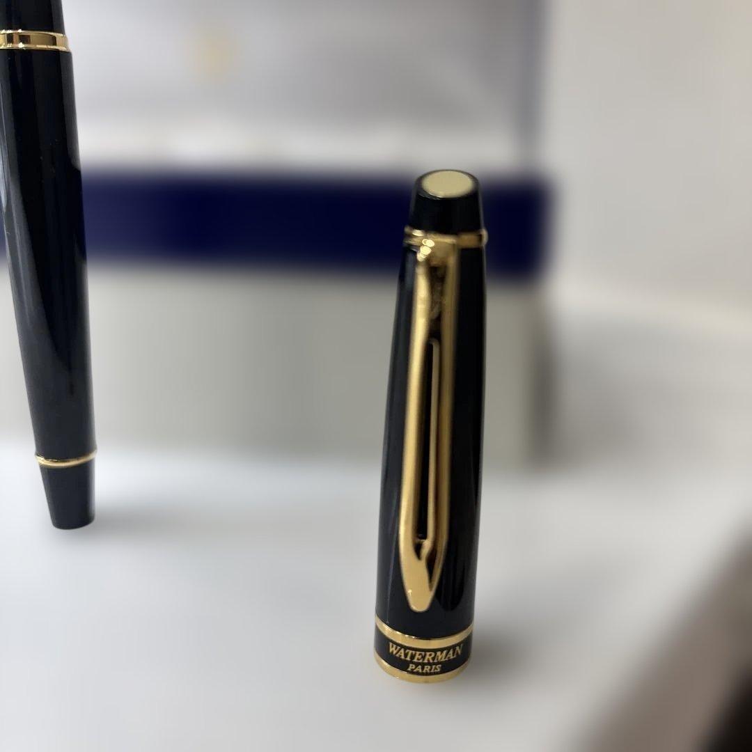Waterman black and gold ballpoint pen with dedicated case and stained outer paper box