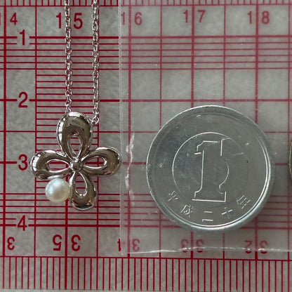 Tasaki pearl pendant necklace with silver 925 clover pendant and 40cm adjustable chain