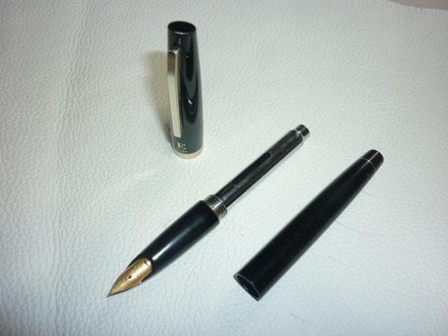 Pilot E-300 fountain pen with 14K-585 nib, cartridge ink, silver body, engraved PILOT E-300 GR 03