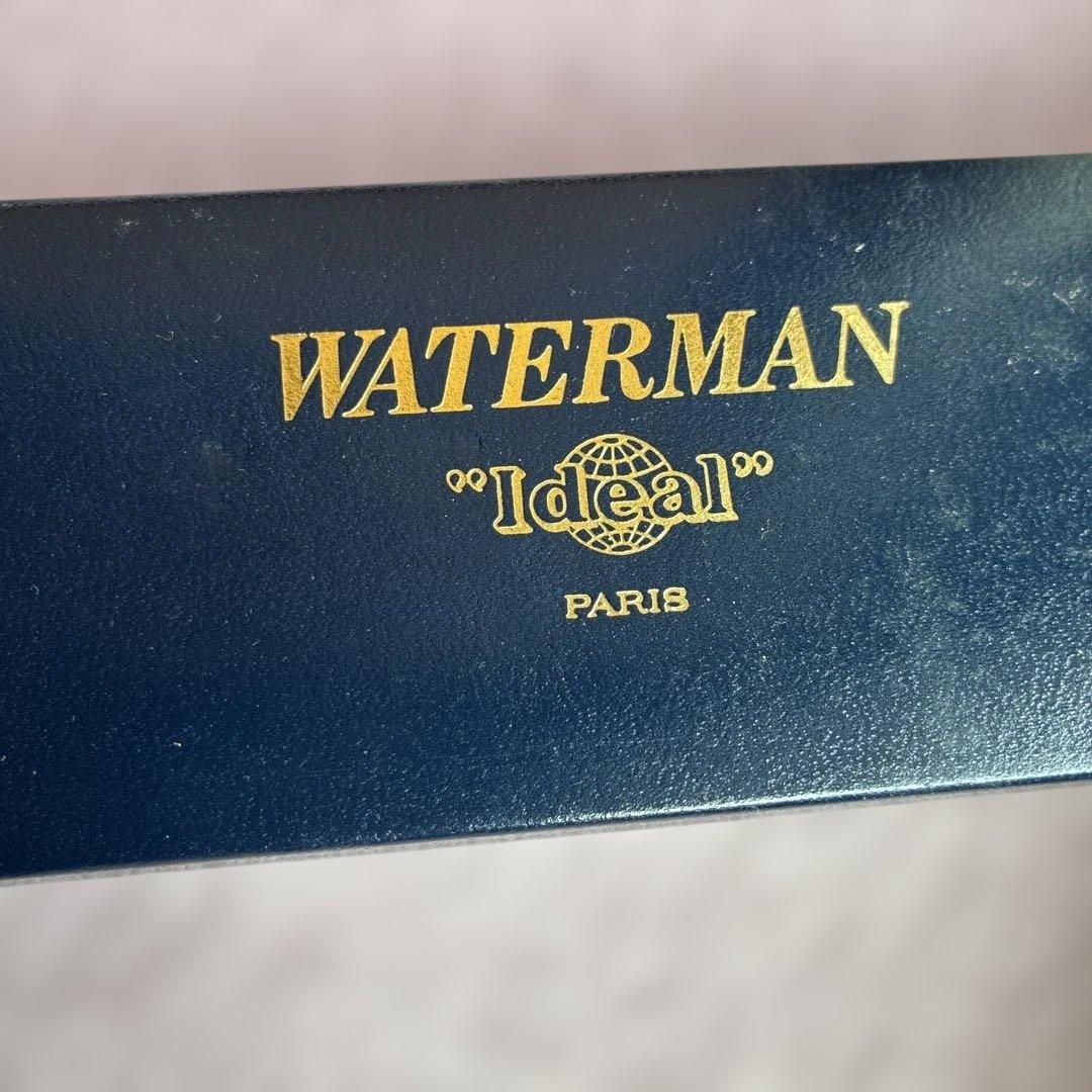 Waterman IDEAL fountain pen in marble green resin with 18K gold nib, displayed with box and ink cartridge