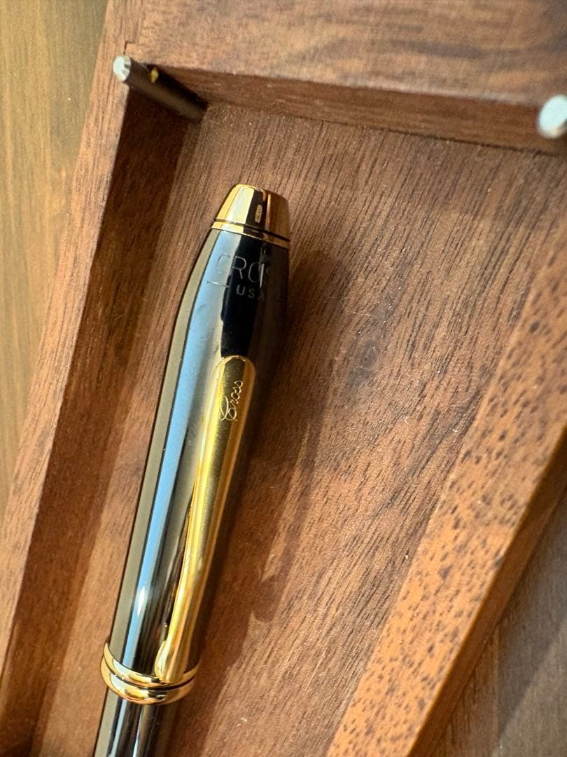 CROSS ballpoint pen with Northwest Airlines logo in dedicated leather case and replacement ink refill