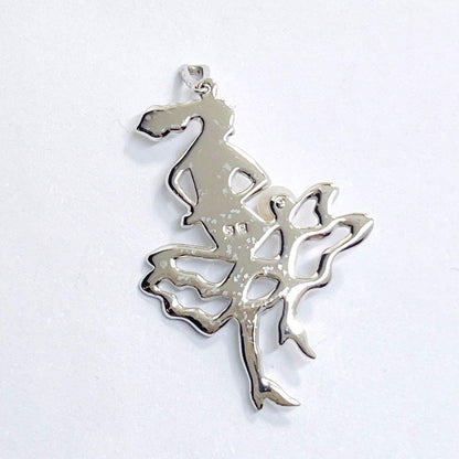Mikimoto baby pearl pendant necklace with ballerina dance motif in silver featuring a 3.9 mm pearl