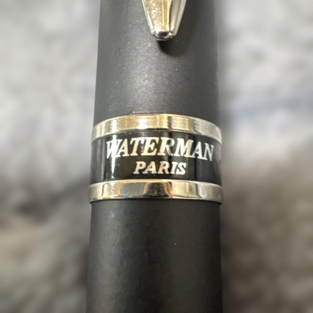 WATERMAN PARIS black fountain pen with stainless steel tip shown on white background