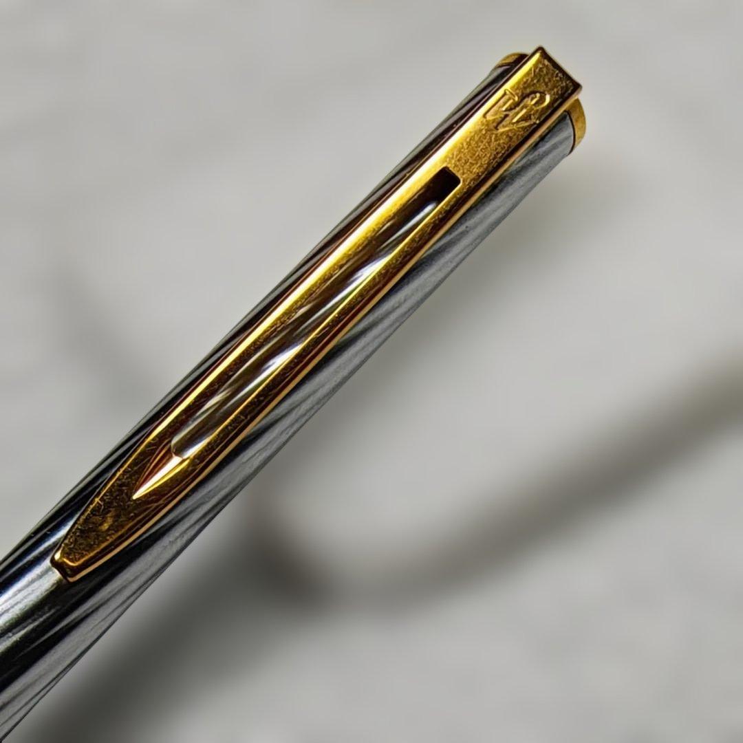 Waterman Ballpoint Pen Silver and Gold model 62246 showing sleek silver and gold finish with 130 mm length