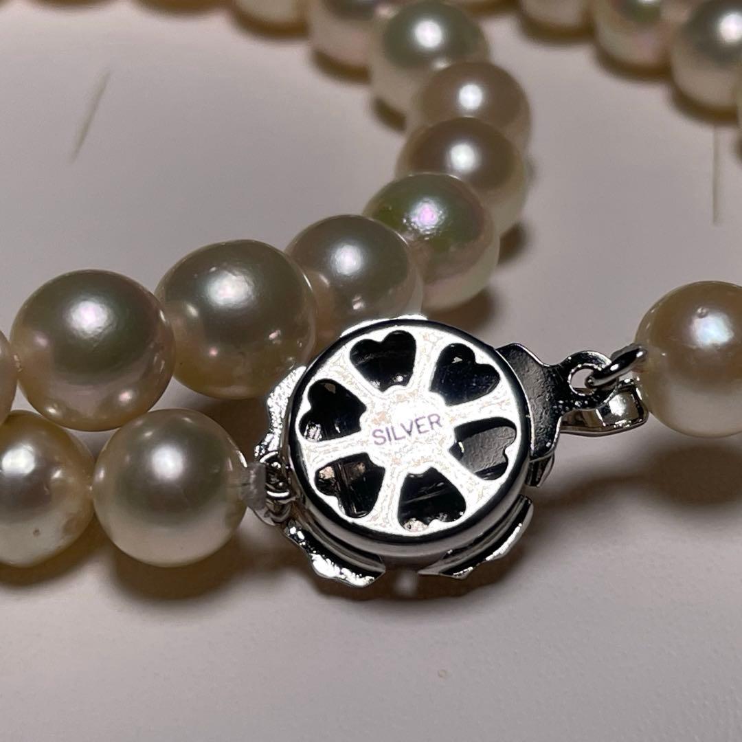Teramaki Hanadama semi-round Akoya pearl necklace with 7.4-8.3mm white pearls and silver clasp