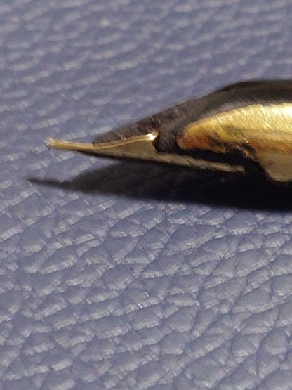 Used Waterman C/F fountain pen with 18K nib showing plating peeling and no cartridge included