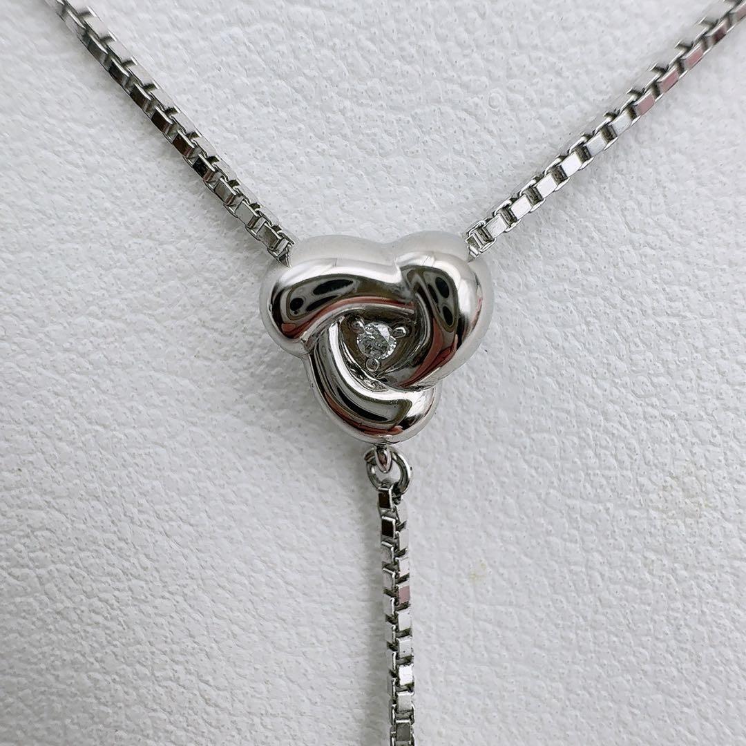 Tasaki silver SV925 pearl necklace with 7mm pearl and 0.01ct diamond on adjustable 39-42cm chain