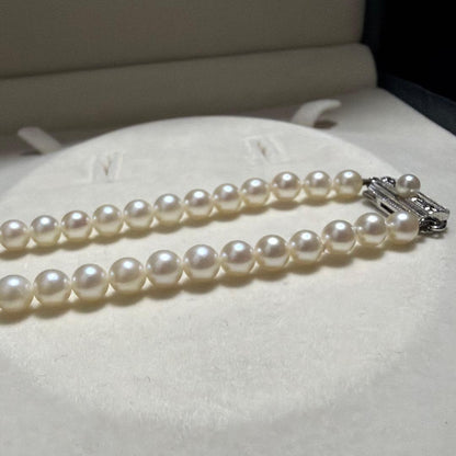 MIKIMOTO Akoya Pearl Necklace featuring 5.0-5.5mm diameter genuine pearls with high luster on a 38cm string