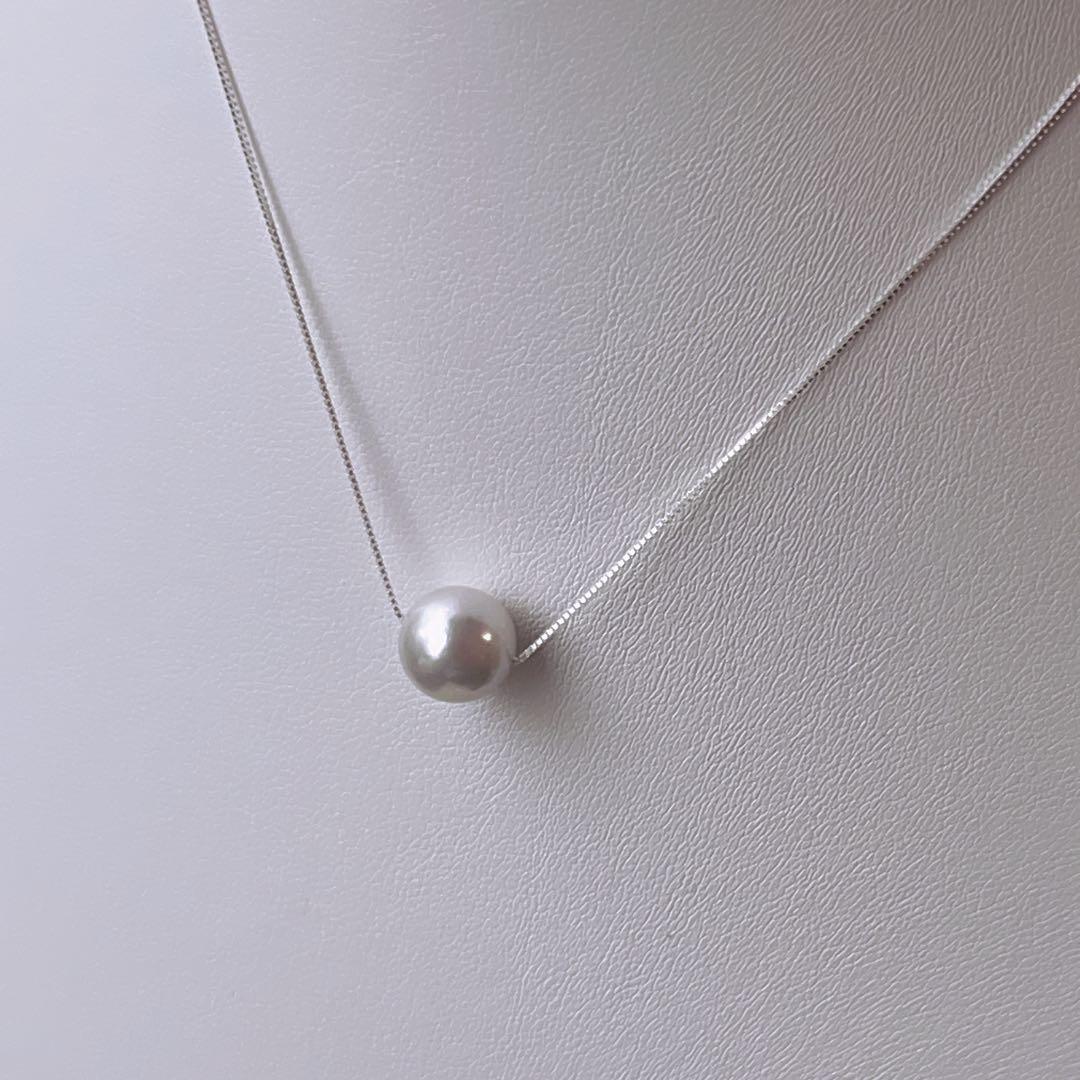Akoya Pearl Natural single pearl necklace with S925 silver chain, 5.8-9 mm pearls, 42 cm length