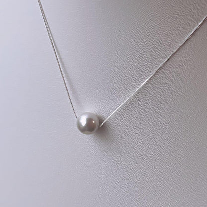 Akoya Pearl Natural single pearl necklace with S925 silver chain, 5.8-9 mm pearls, 42 cm length