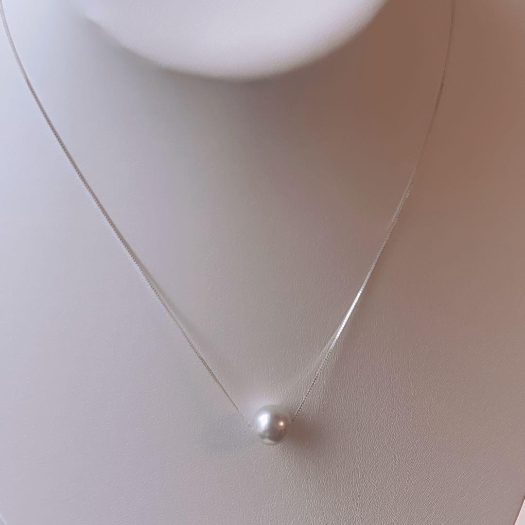 Akoya Pearl Natural single pearl necklace with S925 silver chain, 5.8-9 mm pearls, 42 cm length