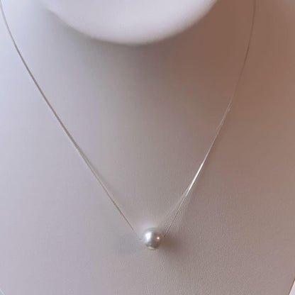 Akoya Pearl Natural single pearl necklace with S925 silver chain, 5.8-9 mm pearls, 42 cm length