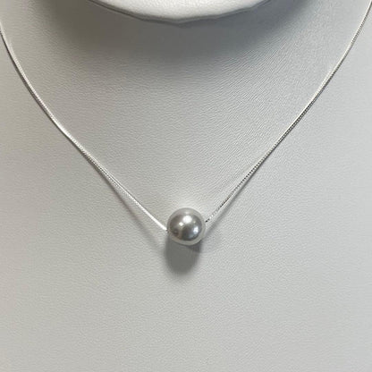 Akoya Pearl Natural single pearl necklace with S925 silver chain, 5.8-9 mm pearls, 42 cm length