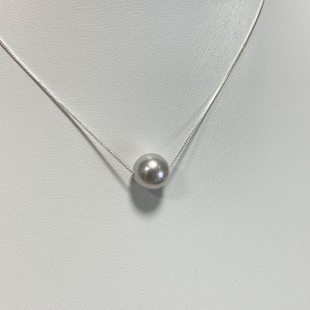 Akoya Pearl Natural single pearl necklace with S925 silver chain, 5.8-9 mm pearls, 42 cm length