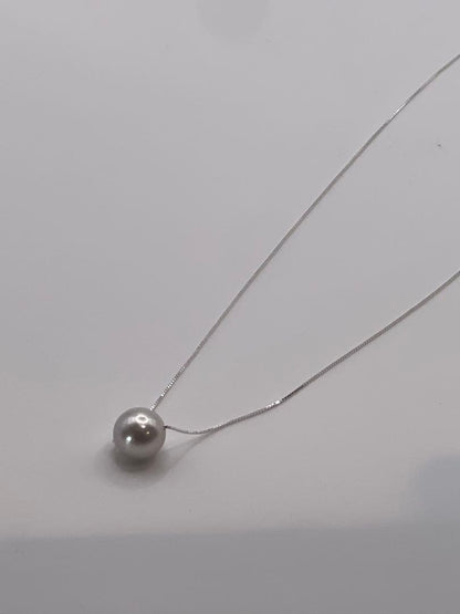 Akoya Pearl Natural single pearl necklace with S925 silver chain, 5.8-9 mm pearls, 42 cm length