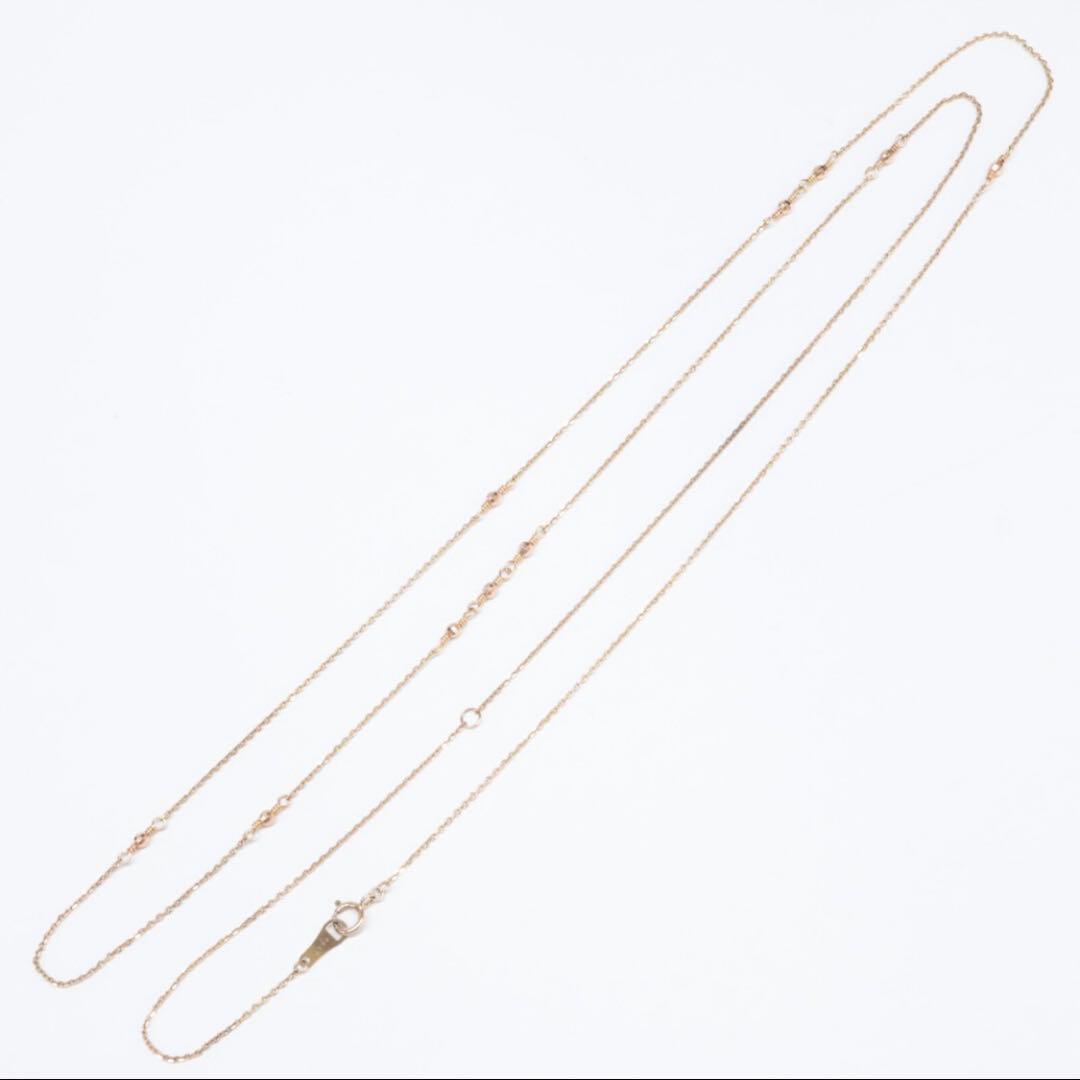 Agete K10 Mirror Ball Long Necklace with 80cm gold chain displayed on white background
