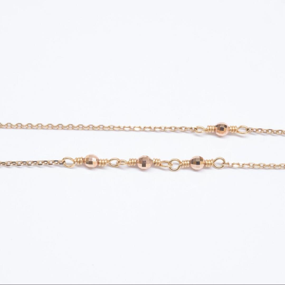 Agete K10 Mirror Ball Long Necklace with 80cm gold chain displayed on white background