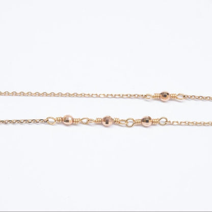 Agete K10 Mirror Ball Long Necklace with 80cm gold chain displayed on white background