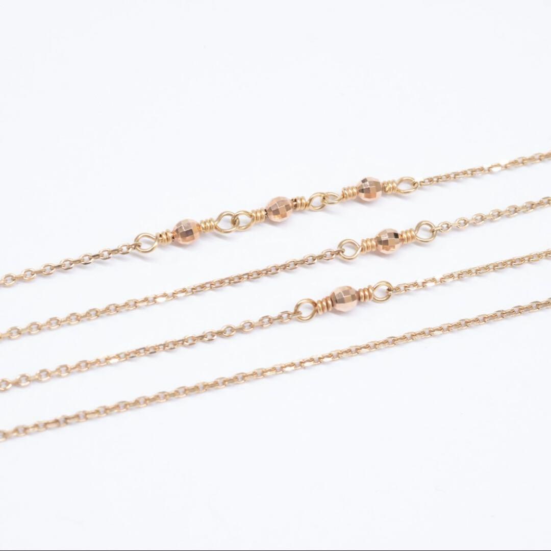Agete K10 Mirror Ball Long Necklace with 80cm gold chain displayed on white background