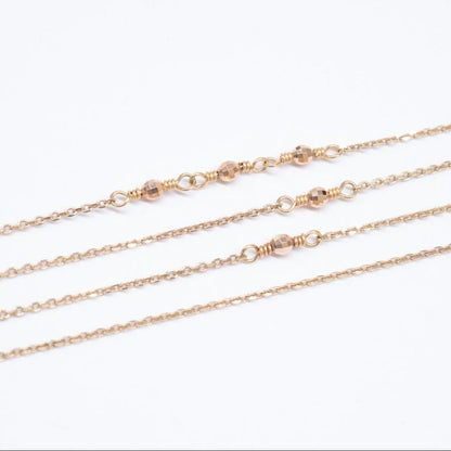 Agete K10 Mirror Ball Long Necklace with 80cm gold chain displayed on white background